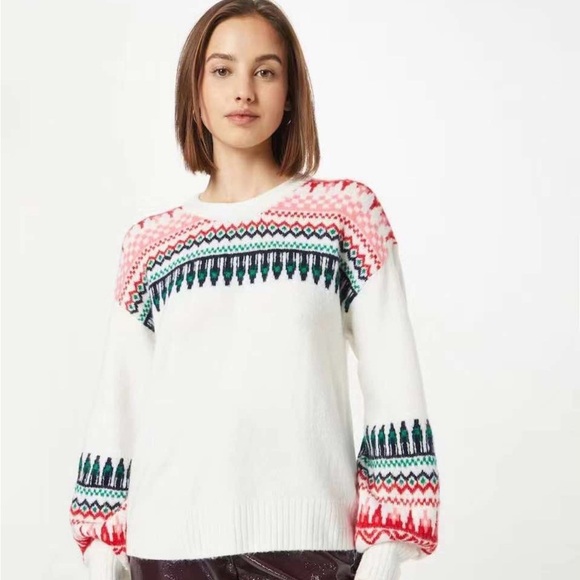 GAP Sweaters - Gap White and Pink Patterned Sweater